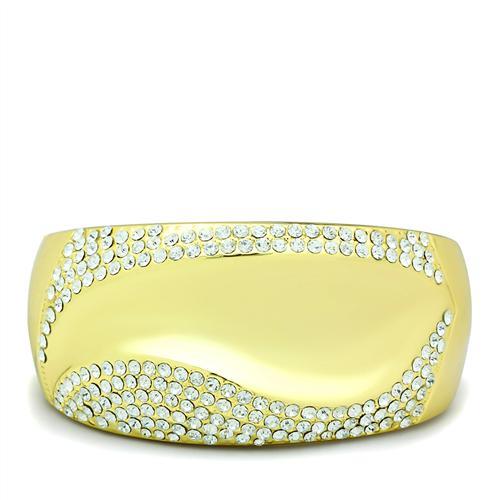Flash Gold White Metal Bangle with Top Grade Crystal  in Clear