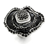 Rhodium Brass Ring with Top Grade Crystal  in Jet