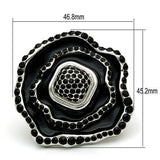 Rhodium Brass Ring with Top Grade Crystal  in Jet