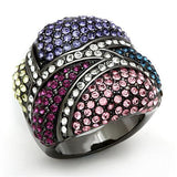 TIN Cobalt Black Brass Ring with Top Grade Crystal  in Multi Color