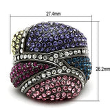 TIN Cobalt Black Brass Ring with Top Grade Crystal  in Multi Color