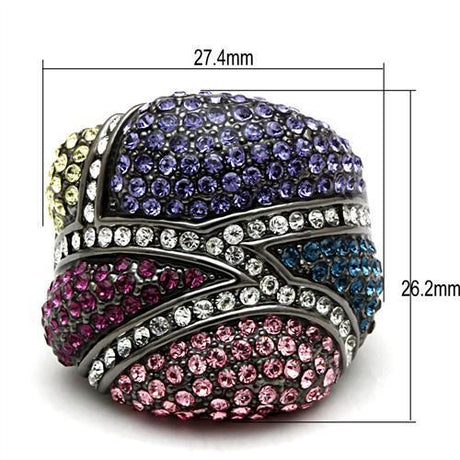 TIN Cobalt Black Brass Ring with Top Grade Crystal  in Multi Color