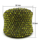 TIN Cobalt Black Brass Ring with Top Grade Crystal  in Olivine color