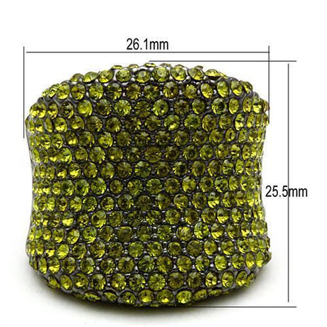 TIN Cobalt Black Brass Ring with Top Grade Crystal  in Olivine color
