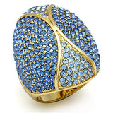 Flash Gold Brass Ring with Top Grade Crystal  in Multi Color