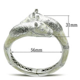 Rhodium Brass Bangle with AAA Grade CZ  in Clear