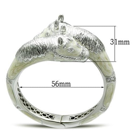 Rhodium Brass Bangle with AAA Grade CZ  in Clear