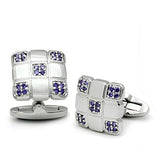 Rhodium Brass Cufflink with AAA Grade CZ  in Amethyst