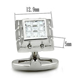 Rhodium Brass Cufflink with AAA Grade CZ  in Clear