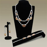 Rhodium Brass Jewelry Sets with AAA Grade CZ  in Champagne