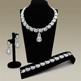 Rhodium Brass Jewelry Sets with AAA Grade CZ  in Clear
