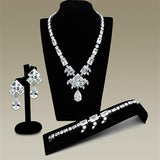 Rhodium Brass Jewelry Sets with AAA Grade CZ  in Clear