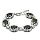Rhodium Brass Bracelet with AAA Grade CZ  in Olivine color