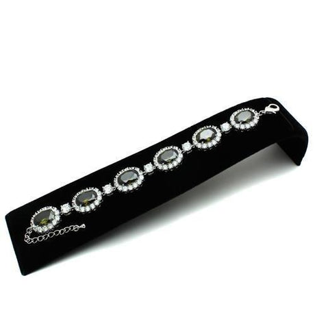 Rhodium Brass Bracelet with AAA Grade CZ  in Olivine color