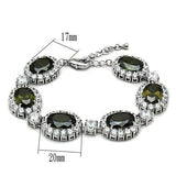 Rhodium Brass Bracelet with AAA Grade CZ  in Olivine color