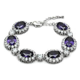 Rhodium Brass Bracelet with AAA Grade CZ  in Amethyst
