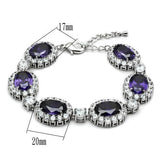 Rhodium Brass Bracelet with AAA Grade CZ  in Amethyst