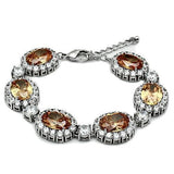 Rhodium Brass Bracelet with AAA Grade CZ  in Champagne