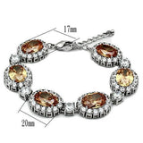 Rhodium Brass Bracelet with AAA Grade CZ  in Champagne