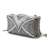 Imitation Rhodium White Metal Clutch with Top Grade Crystal  in White