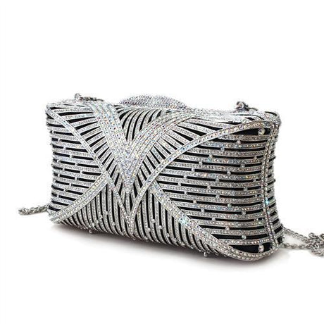 Imitation Rhodium White Metal Clutch with Top Grade Crystal  in White