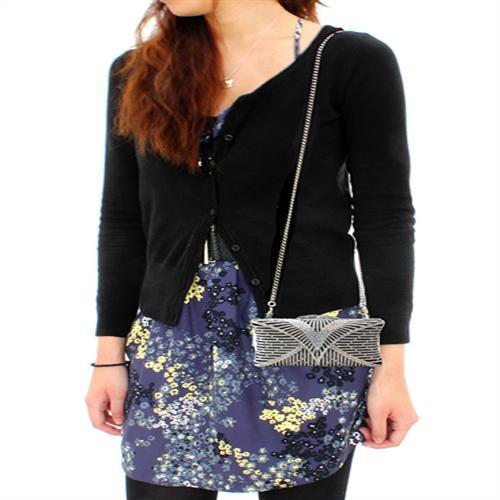 Imitation Rhodium White Metal Clutch with Top Grade Crystal  in White