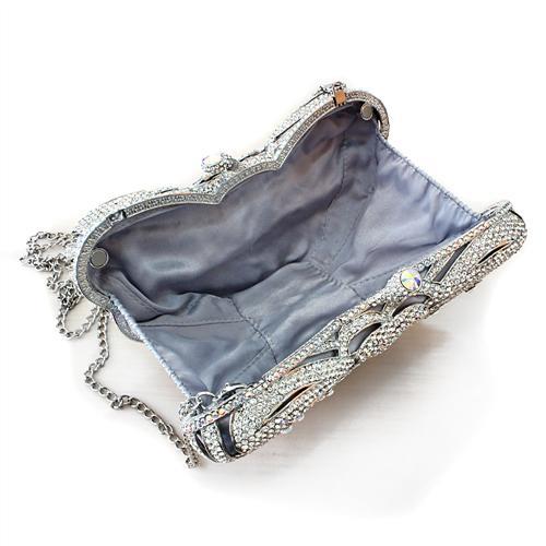 Imitation Rhodium White Metal Clutch with Top Grade Crystal  in White