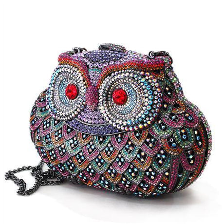 Ruthenium White Metal Clutch with Top Grade Crystal  in Multi Color