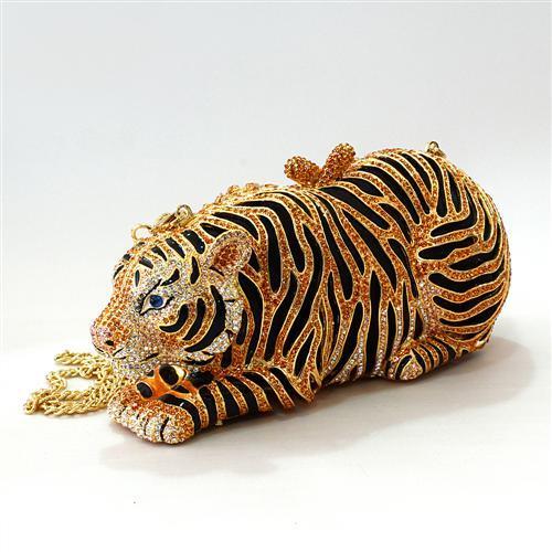 Gold White Metal Clutch with Top Grade Crystal  in Multi Color