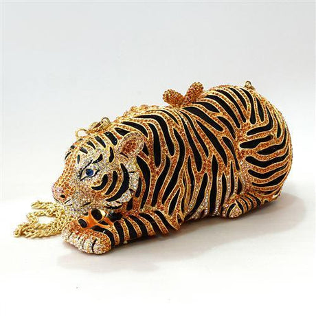 Gold White Metal Clutch with Top Grade Crystal  in Multi Color
