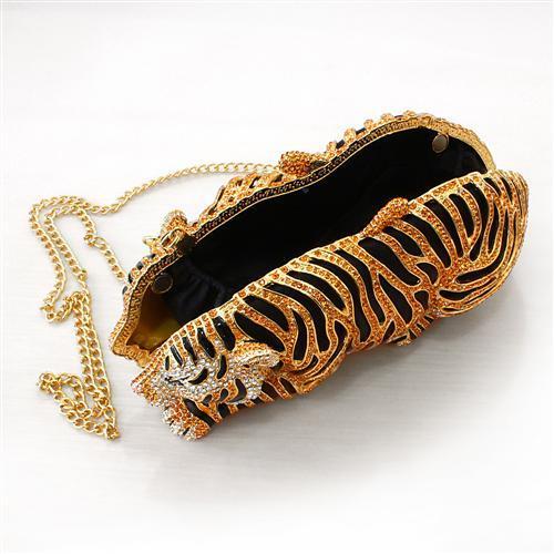 Gold White Metal Clutch with Top Grade Crystal  in Multi Color
