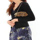Gold White Metal Clutch with Top Grade Crystal  in Multi Color