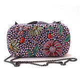 Ruthenium White Metal Clutch with Top Grade Crystal  in Multi Color
