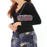 Ruthenium White Metal Clutch with Top Grade Crystal  in Multi Color