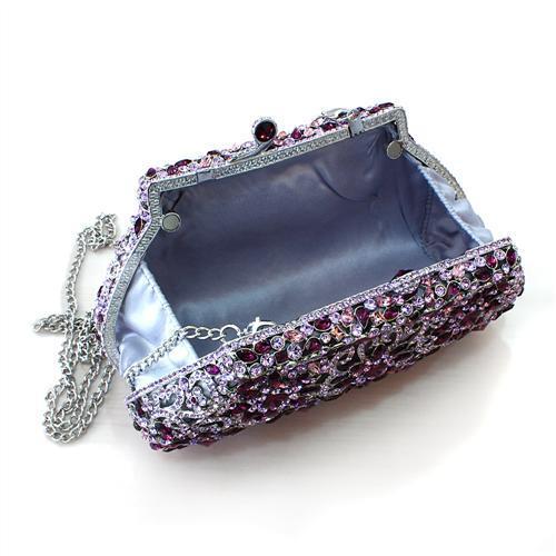 Imitation Rhodium White Metal Clutch with Top Grade Crystal  in Multi Color