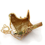 Gold White Metal Clutch with Top Grade Crystal  in Multi Color
