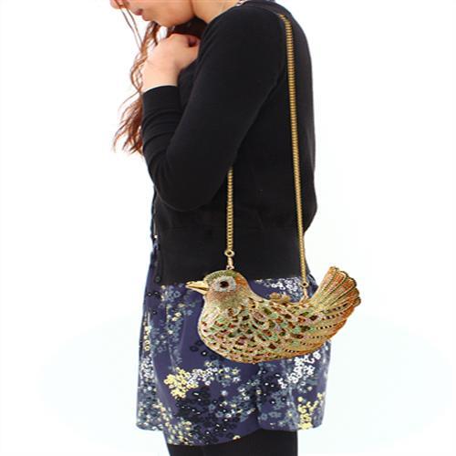 Gold White Metal Clutch with Top Grade Crystal  in Multi Color