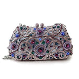 Imitation Rhodium White Metal Clutch with Top Grade Crystal  in Multi Color