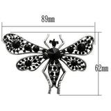 Imitation Rhodium White Metal Brooches with Top Grade Crystal  in Jet