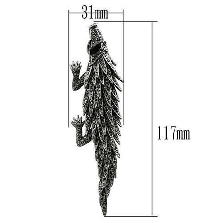 Imitation Rhodium White Metal Brooches with Top Grade Crystal  in Jet