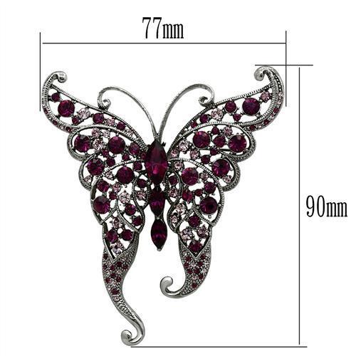 Imitation Rhodium White Metal Brooches with Top Grade Crystal  in Multi Color