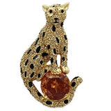 Gold White Metal Brooches with AAA Grade CZ  in Champagne