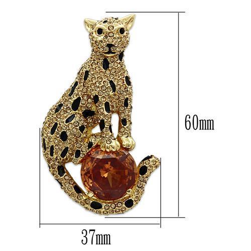Gold White Metal Brooches with AAA Grade CZ  in Champagne