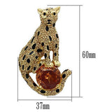 Gold White Metal Brooches with AAA Grade CZ  in Champagne