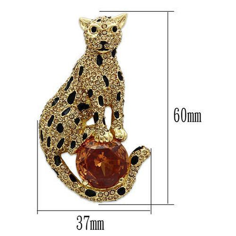 Gold White Metal Brooches with AAA Grade CZ  in Champagne