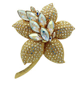 Gold White Metal Brooches with Top Grade Crystal  in Aurora Borealis (Rainbow Effect)