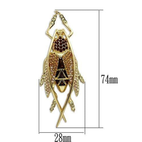 Gold White Metal Brooches with Top Grade Crystal  in Multi Color