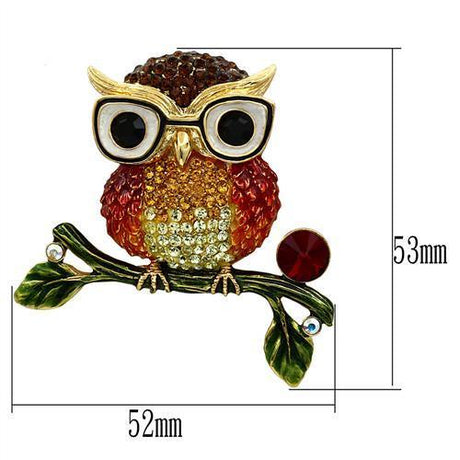 Gold White Metal Brooches with Top Grade Crystal  in Multi Color