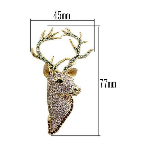 Gold White Metal Brooches with Top Grade Crystal  in Multi Color