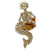 Gold White Metal Brooches with AAA Grade CZ  in Topaz
